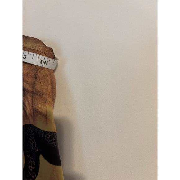 Silk Club Collection Skirt 14 Silk Safari Brown Yellow Midi - Picture 7 of 15